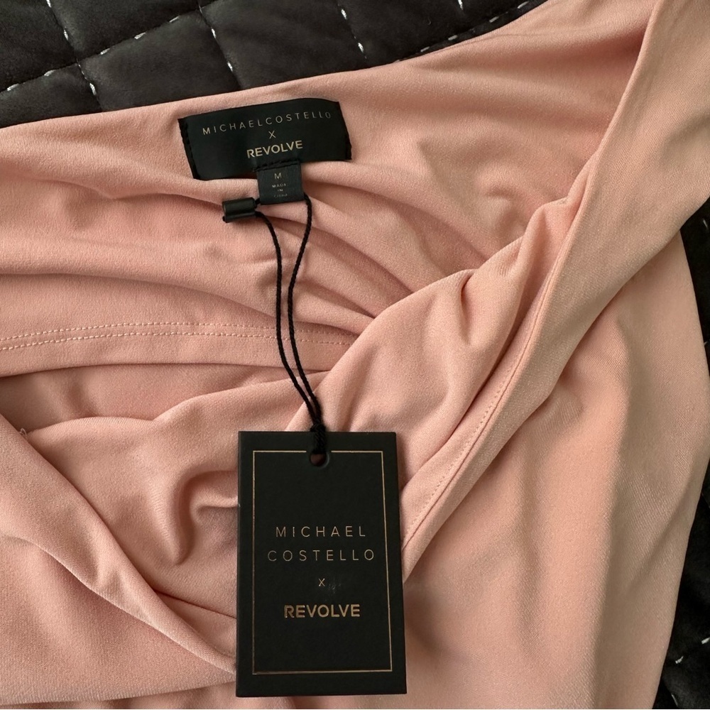 Michael Costello x Revolve Ruched Bodycon Mini Dress in Pink Size Medium - Picture 7 of 8
